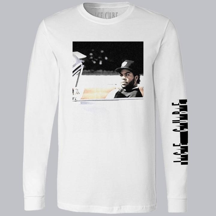 Merch Traffic Men's Ice Cube Long Sleeve Graphic T-shirt - White
