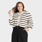 Women's Plus Size Cardigan - Who What Wear Cream Striped 1x, Ivory
