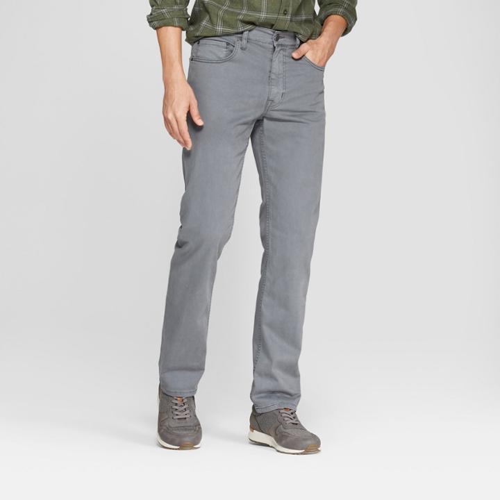 Men's Slim Straight Fit Twill Pants - Goodfellow & Co Dark Gray