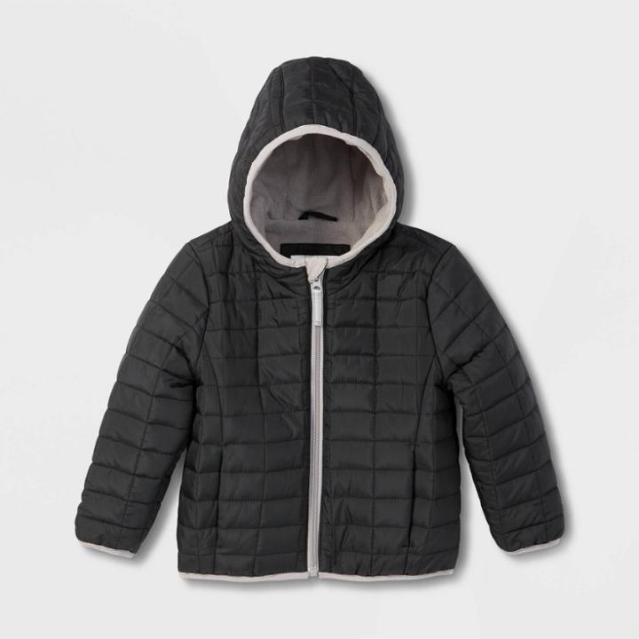 Toddler Long Sleeve Puffer Jacket - Cat & Jack Black