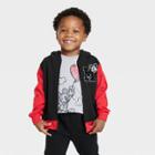 Toddler Boys' Disney Mickey Mouse Varsity Zip-up Sweatshirt - Black/red