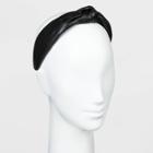 Wide Faux Leather Knot Top Headband - A New Day Black