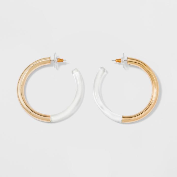 Sugarfix By Baublebar Modern Lucite Hoop Earrings - Clear, Girl's