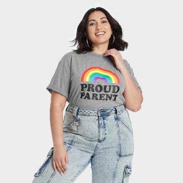 Ev Lgbt Pride Pride Gender Inclusive Adult Extended Size 'proud Parent' Short Sleeve Graphic T-shirt - Gray