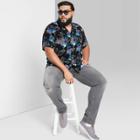 Men's Big & Tall Floral Print Button-down Shirt - Original Use Black/floral