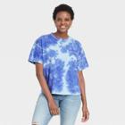 Women's Tie-dye Short Sleeve Boxy T-shirt - Universal Thread Blue