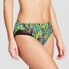 Women's Wide Side Mesh Inset Cheeky Bikini Bottom - Xhilaration Neon Tropical L,