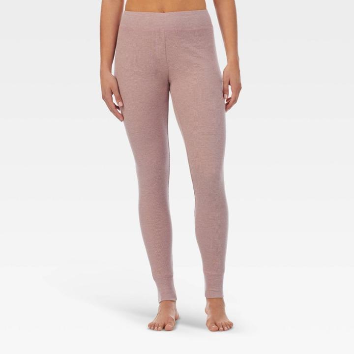 Warm Essentials By Cuddl Duds Women's Waffle Thermal Leggings - Mauve Shadow