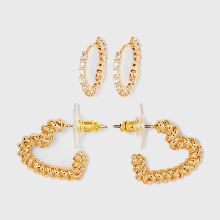 Sugarfix By Baublebar Crystal And Gold Beaded Hoop Earring