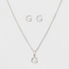 Sterling Silver Initial G Earrings And Necklace Set - A New Day Silver, Girl's,