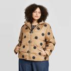 Women's Plus Size Polka Dot Puffer Jacket - Who What Wear Brown