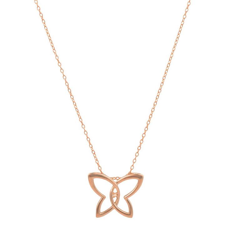 Journee Collection 1/10 Ct. T.w. Round-cut Diamond Pave-set Butterfly Necklace In Sterling Silver - Rose Gold, Girl's