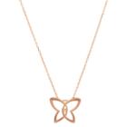 Journee Collection 1/10 Ct. T.w. Round-cut Diamond Pave-set Butterfly Necklace In Sterling Silver - Rose Gold, Girl's