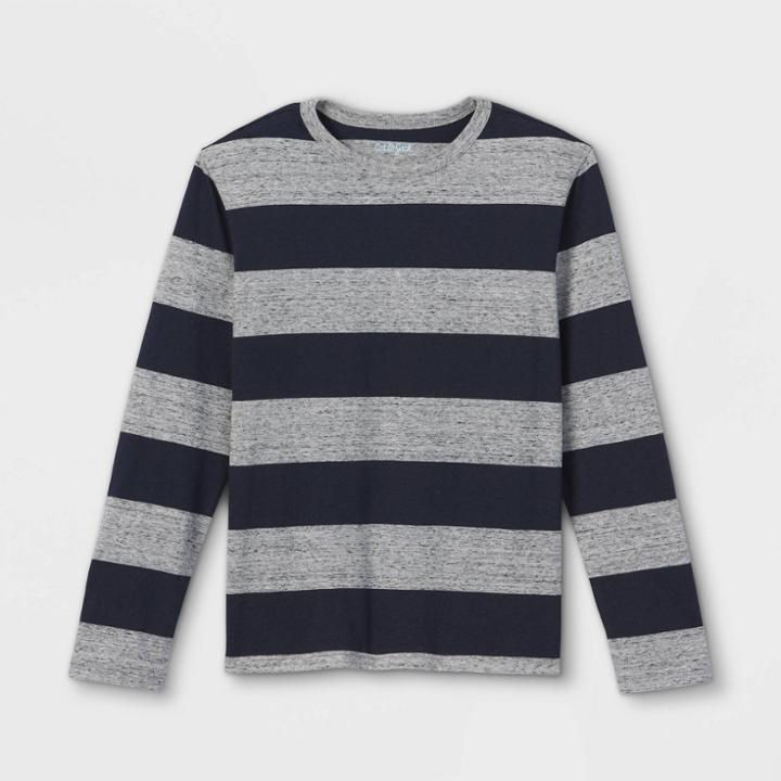 Boys' Rugby Striped Long Sleeve T-shirt - Cat & Jack Navy