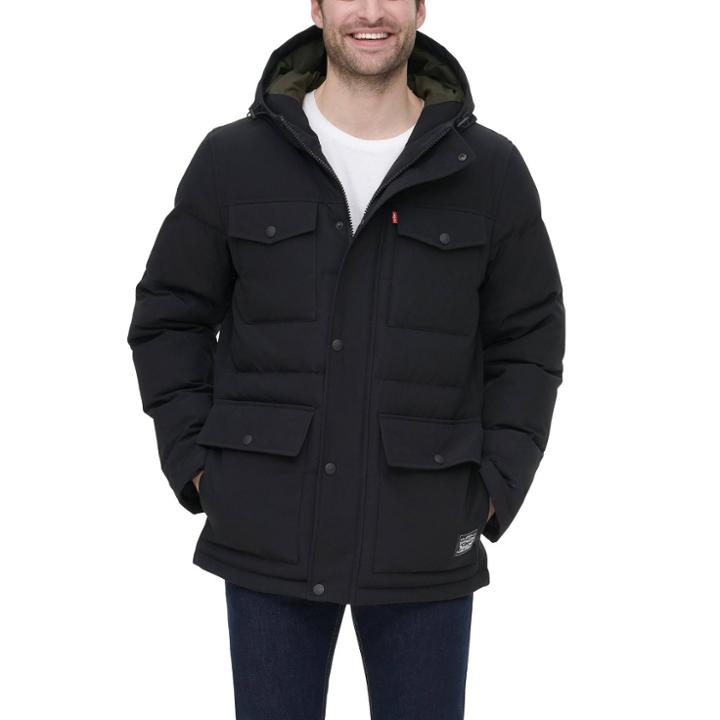 Levi's Men's Arctic Cloth Quilted Parka Jacket - Black