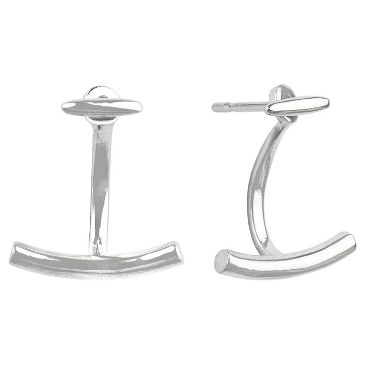 Distributed By Target Women's Button Post Drop Earring Sterling Silver Curved Tube Front Back -