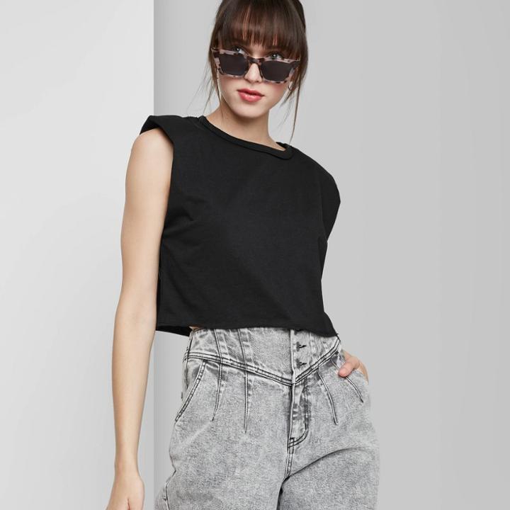 Women's Padded Muscle Tank Top - Wild Fable Black