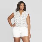 Women's Plus Size Sleeveless V-neck Blouse - Universal Thread Black/white