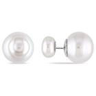 Distributed By Target 8 - 8.5 Mm And 12.5 -13 Mm White Freshwater Cultured Pearl Tribal Earrings In Sterling
