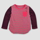 Burt's Bees Baby Toddler Girls' Striped Pocket Long Sleeve T-shirt - Magenta 3t, Girl's, Purple