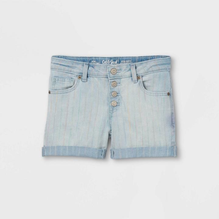 Girls' Button-front Rainbow Jean Shorts - Cat & Jack Light Wash