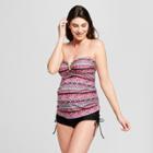 Maternity V Wire Bandeau Tankini - Isabel Maternity By Ingrid & Isabel Red Multi Stripe S, Women's,