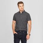 Men's Plaid Standard Fit Short Sleeve Poplin Button-down Shirt - Goodfellow & Co Charcoal