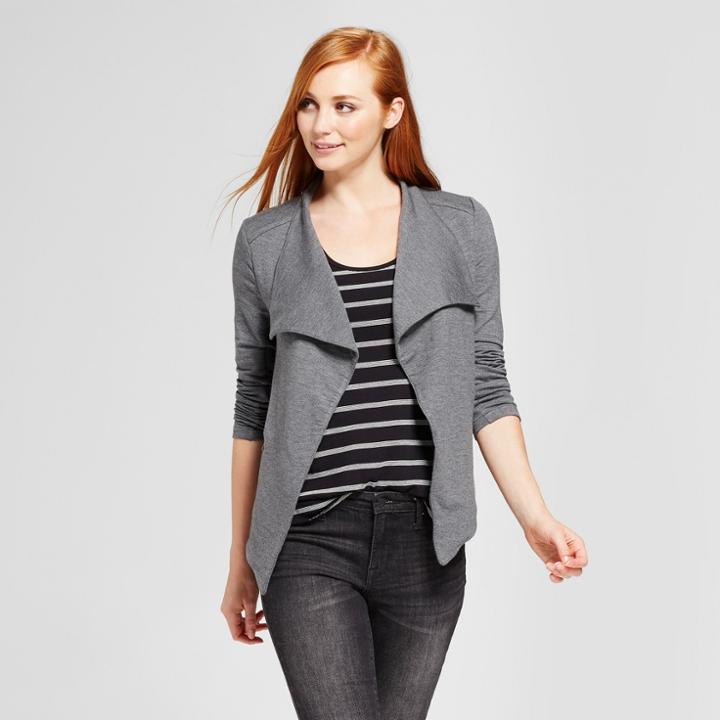 Women's Drape Front Jacket - Mossimo Gray