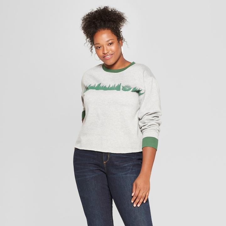 Women's Smokey Bear Plus Size Cropped Graphic Sweatshirt (juniors') Heather Gray