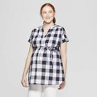 Maternity Plaid Dolman Short Sleeve Top - Isabel Maternity By Ingrid & Isabel Navy S, Women's, Blue