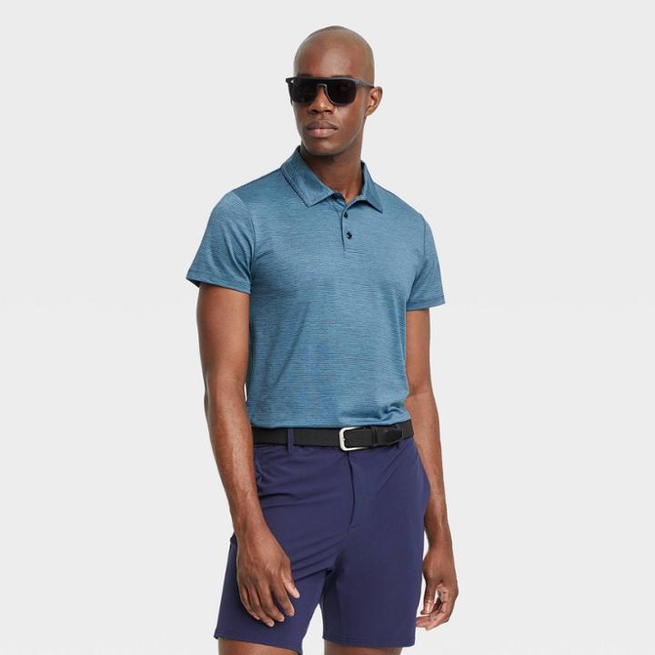 Men's Striped Polo Shirt - All In Motion Navy Blue