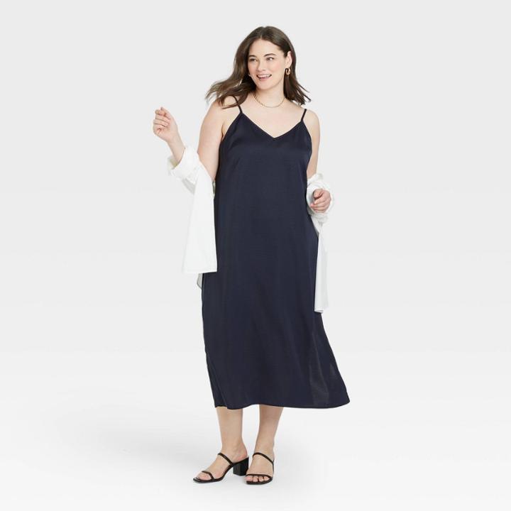 Women's Plus Size Slip Dress - A New Day Navy