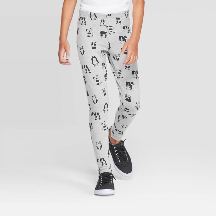 Girls' Panda Cozy Leggings - Cat & Jack Charcoal Xs, Girl's, Gray