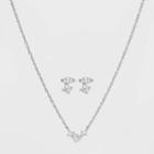 Silver Plated Cubic Zirconia Multi Shape Cluster Chain Necklace - A New Day