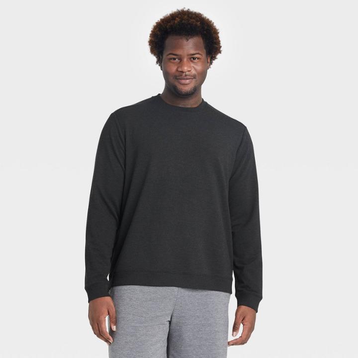 Men's Big & Tall Soft Gym Crewneck Sweatshirt - All In Motion Black Heather Xxxl