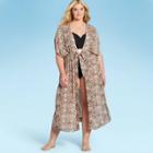 Kona Sol Women's Plus Size Tie-front Midi Cover Up Duster - Kona