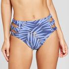 Women's Knotted Cheeky High Waist Bikini Bottom - Xhilaration Blue Palm
