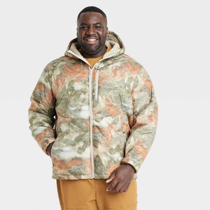 Men's Big Softshell Sherpa Jacket - All In Motion Stone Print 2xl, Grey Print