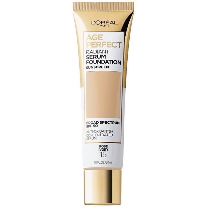 L'oreal Paris Age Perfect Radiant Serum Foundation With Spf 50 Rose Ivory - 1 Fl Oz, Pink Ivory