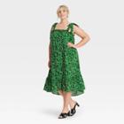 Women's Plus Size Sleeveless Dress - Who What Wear Green Leopard Print