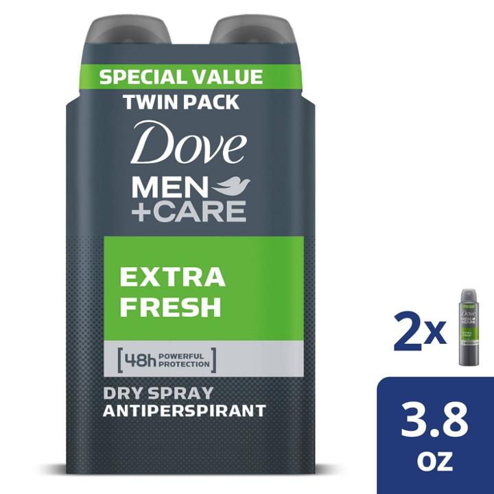 Dove Men+care Extra Fresh 48-hour Antiperspirant & Deodorant Dry Spray Twin Pack