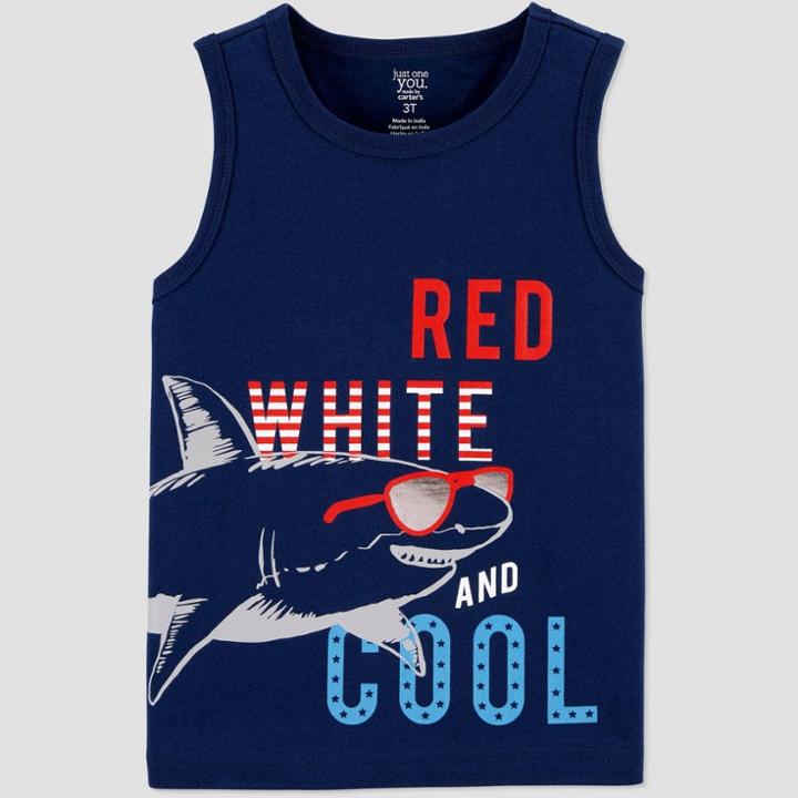 Baby Girls' 4th Of July Shark Cool T-shirt - Just One You Made By Carter's Blue