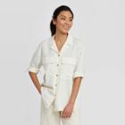 Women's Long Sleeve Button-down Utility Top - A New Day Cream Xs, Women's, Ivory
