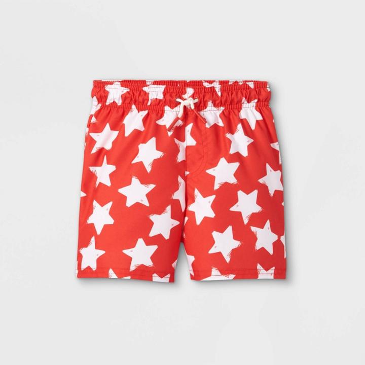 Toddler Boys' Star Print Swim Trunks - Cat & Jack Red