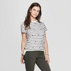 Women's Striped Short Sleeve Side Tie T-shirt - Universal Thread Navy