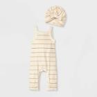 Grayson Collective Baby Girls' Ribbed Romper Set - Cream Newborn