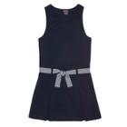 French Toast Girls' Woven Belted 2 Pleat Uniform Jumper - Navy (blue)