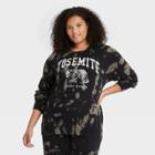 Mighty Fine Women's Plus Size Yosemite Graphic Sweatshirt - Black Tie-dye