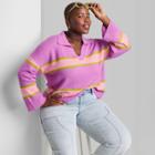 Women's Plus Size Slouchy Collared Pullover Sweater - Wild Fable Purple