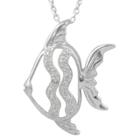 Journee Collection 1/10 Ct. T.w. Round-cut Diamond Pave-set Polished Fish Necklace In Sterling Silver -